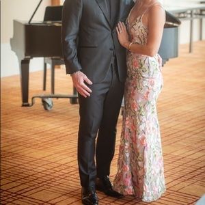 Nude Floral Formal Gown